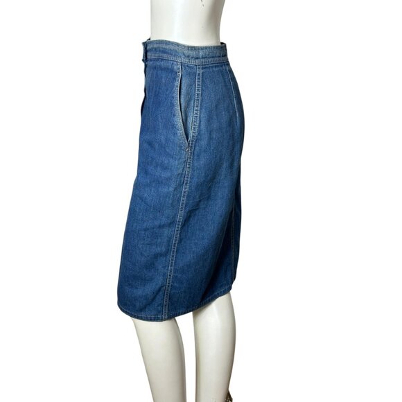 1980s vintage denim skirt with snap front by Calvin Klein Size S - Picture 3 of 8